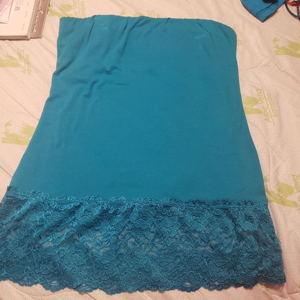 TEAL HALTER TOP WITH BOTTOM LACE P2